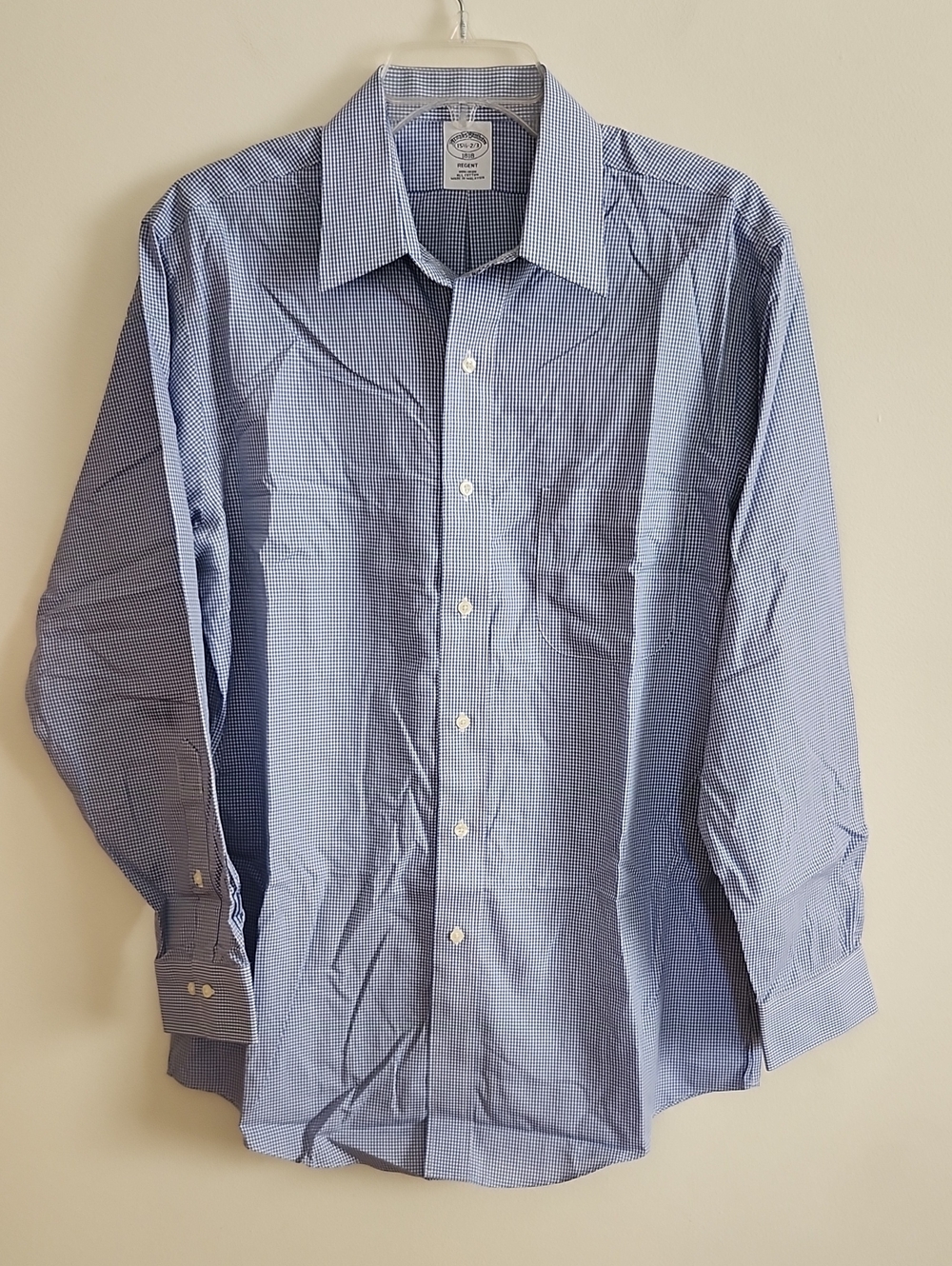 Brooks Brothers Regent Men's Blue Checked Dress Shirt 15.5 2/3 Neck